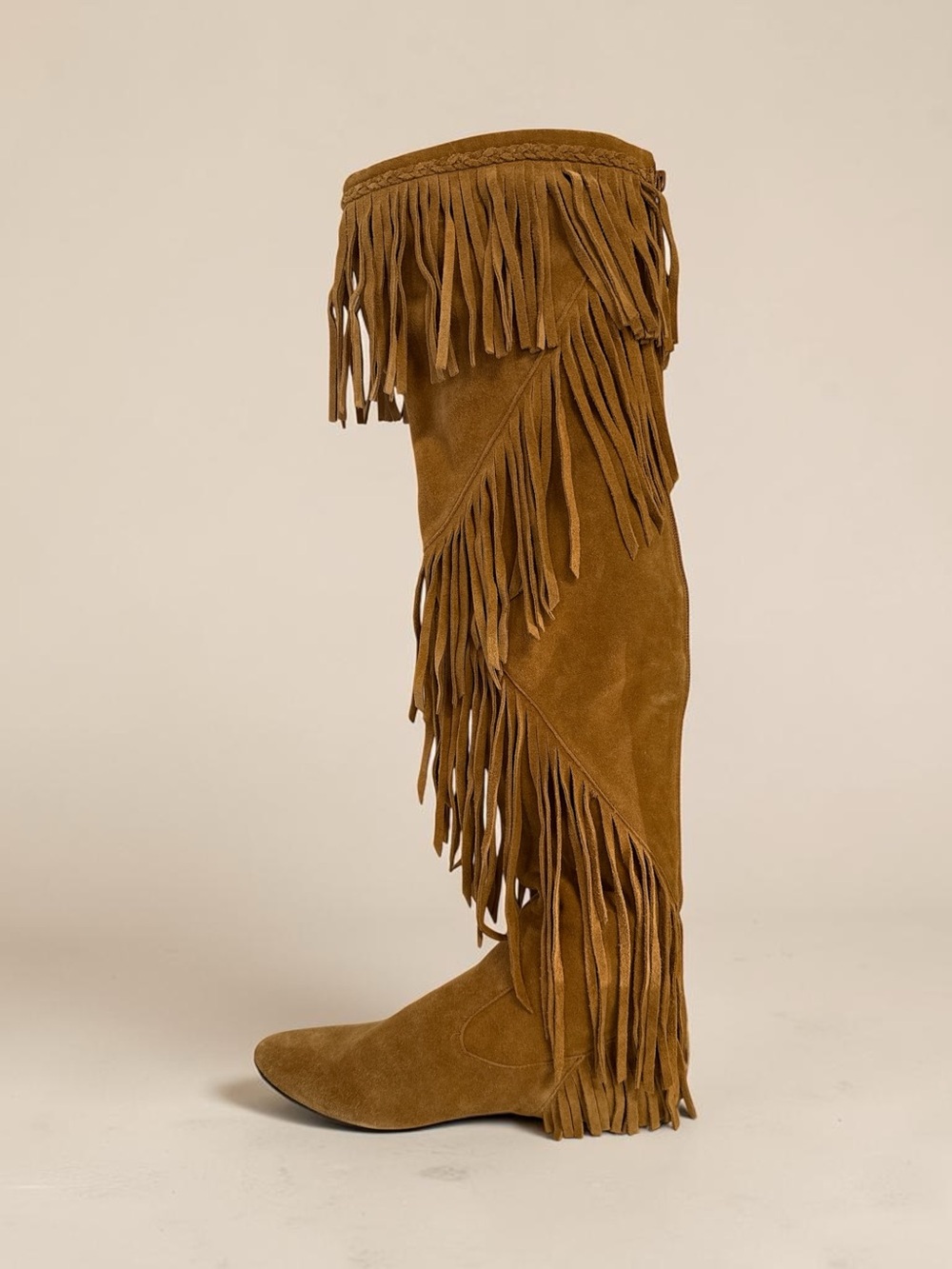 Sam Edelman Tan Suede Fringe Over-the-Knee Boots Fringe NEW Boho